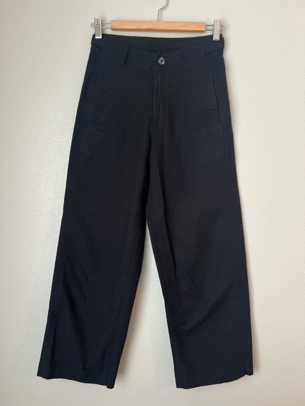 High Rise Wide Leg Pants, Cinch Waist, Ankle Length, 0